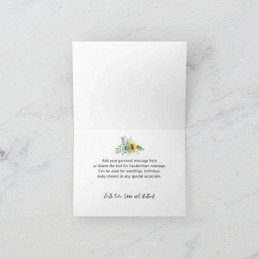 Land Waterverf Zonnebloem Eucalyptus Groene Plante Bedankkaart (Binnen)