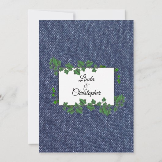Land Weddenschap Denim-wijnuitnodiging 5 x 7 inch Kaart (Achterkant)