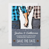 Land Weddenschap Save the Date Couple Holding Hand Kaart (Voorkant)