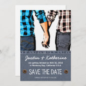 Land Weddenschap Save the Date Couple Holding Hand Kaart (Voorkant / Achterkant)