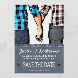 Land Weddenschap Save the Date Couple Holding Hand Kaart