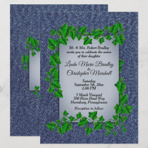 Land Wedding Denim Vines Invitation 6,5 x 8,75 Kaart
