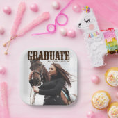 Land Western Afstuderen Foto Cowgirl Afstuderen Papieren Bordje (Feest)