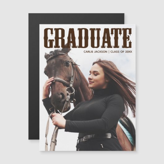 Land Western Afstuderen Foto Cowgirl Magnet Kaart (Voorkant / Achterkant)