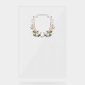 Land Western Bloemen Crest Bruiloft Zitkaarten Acryl Bord (Voorkant)