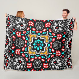 Land Western Boho Chic Elegant Red en Aqua Fleece Deken