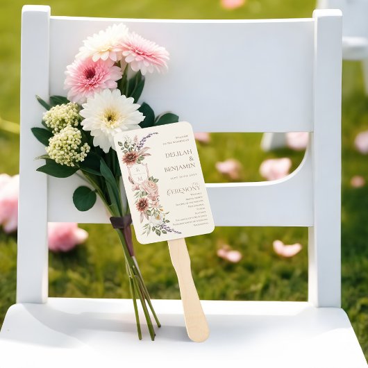 Land Western Boho Floral Wedding Day Programma Handwaaier