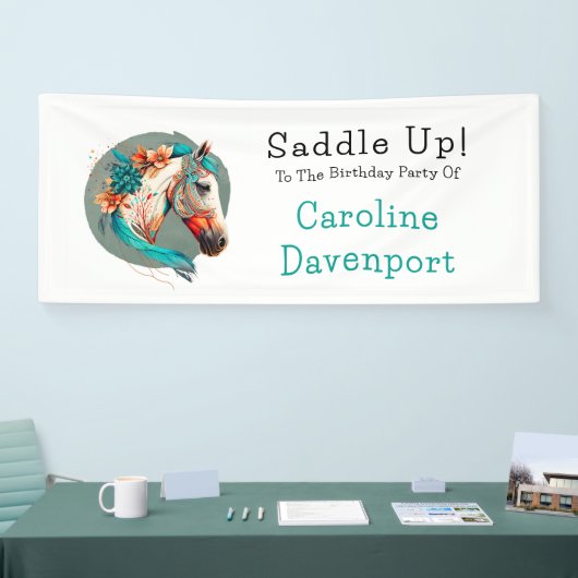 Land Western Boho Paard Verjaardagsfeest Spandoek (Beurs)