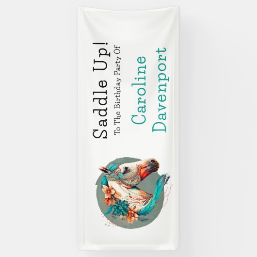 Land Western Boho Paard Verjaardagsfeest Spandoek (Verticaal)