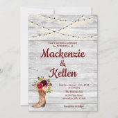 Land Western Boot Boho Rustiek Marsala Bruiloft Kaart (Voorkant)