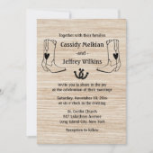 Land Western Bruiloft Cowboy Laarzen Rustiek Hout Kaart (Voorkant)