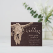 Land Western Bruin Rustiek Rodeo Bull Skull Uitnodiging Briefkaart (Staand voorkant)