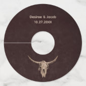 Land Western Bruin Rustieke Bull Skull Wijnglaslabel (Voorkant)