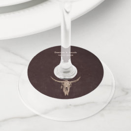 Land Western Bruin Rustieke Bull Skull Wijnglaslabel