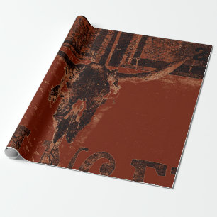 Land Western Bull Skull Rust Red  Cadeaupapier