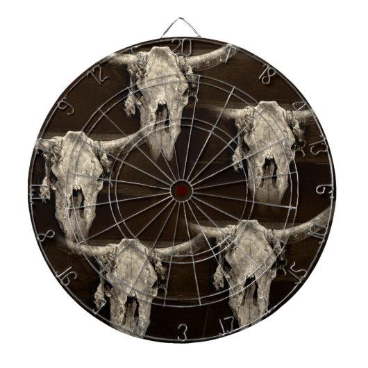 Land Western Bull Skull Rustic  Antiek Dartbord (Voorkant)