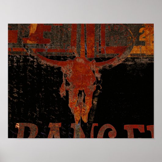 Land Western Bull Skull-script Poster (Voorkant)