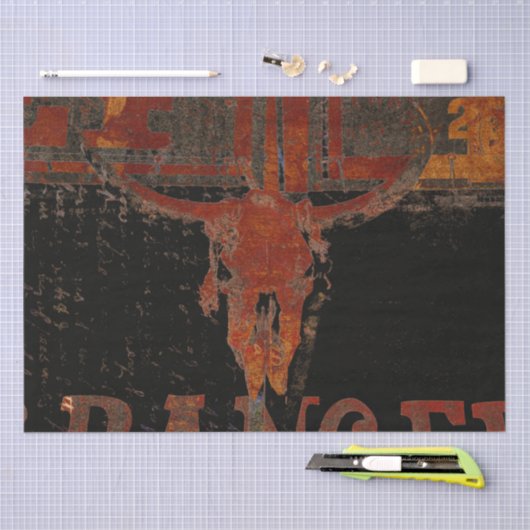 Land Western Bull Skull-script Tissuepapier (Craft)