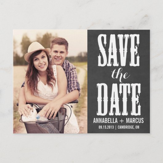 Land Western Chalkboard Save the Date Briefkaart (Voorkant)