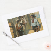 Land western cowboy cowgirl paard boerderij  rechthoekige sticker (Envelop)