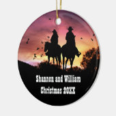 Land Western Cowboy en Cowgirl Romantic Keramisch Ornament (Links)