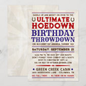Land Western Cowboy Hoedown Party Invitation Kaart (Voorkant / Achterkant)