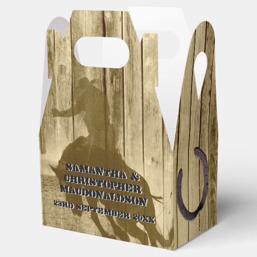 Land western cowboy ranch thema bruiloft bedankdoosjes (Geopend)