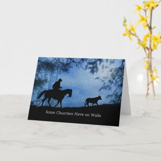 Land Western Cowboy Religieuze Kerstmis Kaart (Gele Bloem)