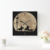 Land Western Cowboy Rustlers Moon Land West Vierkante Klok (Huis)