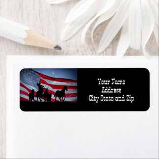 Land Western Cowboy Vlag Retouradres Etiket