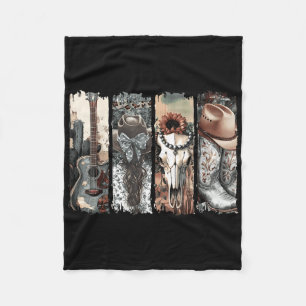 Land Western Cowgirl Cowboy Boots Koe Skull Rod Fleece Deken