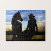 Land Western Cowgirl en paard Legpuzzel (Horizontaal)