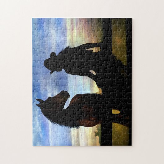 Land Western Cowgirl en paard Legpuzzel (Verticaal)