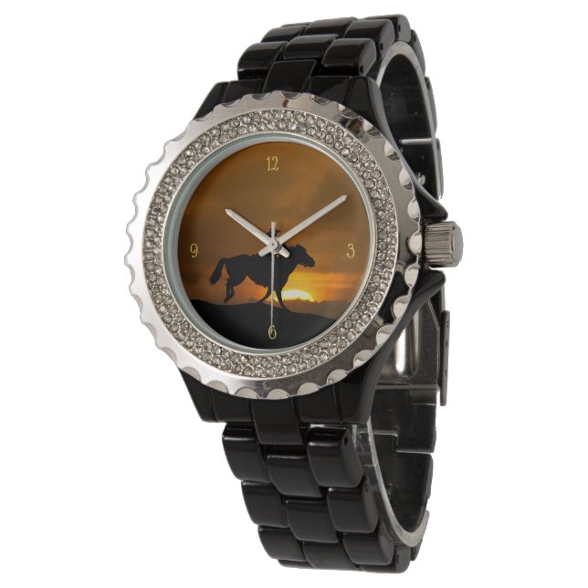 Land Western Cowgirl Horseback Riding Horloge (Gekanteld)