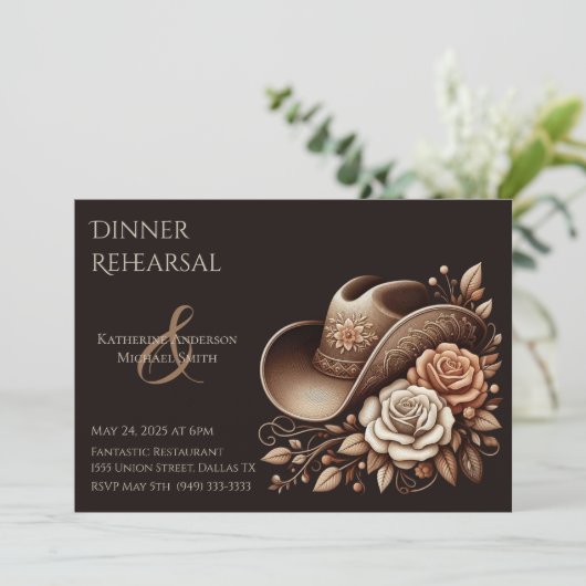 Land Western Cowgirl Pet met Bloemen Kaart (Staand voorkant)