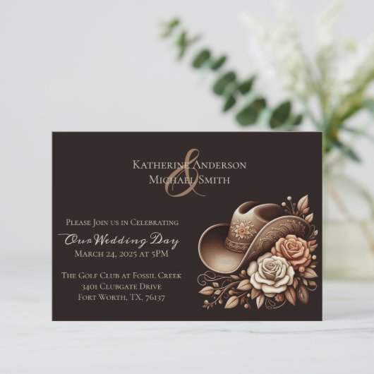 Land Western Cowgirl Pet met Bloemen Kaart (Staand voorkant)