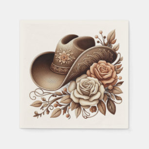Land Western Cowgirl Pet met Bloemen Servet
