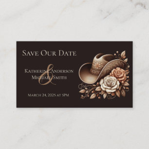 Land Western Cowgirl Pet met Bloemen Visitekaartje