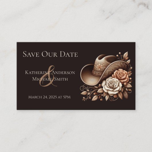 Land Western Cowgirl Pet met Bloemen Visitekaartje (Voorkant)