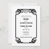 Land Western Deco Zwart Wit Formele Bruiloft Kaart (Voorkant)