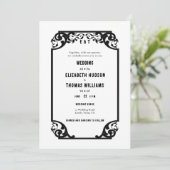 Land Western Deco Zwart Wit Formele Bruiloft Kaart (Staand voorkant)