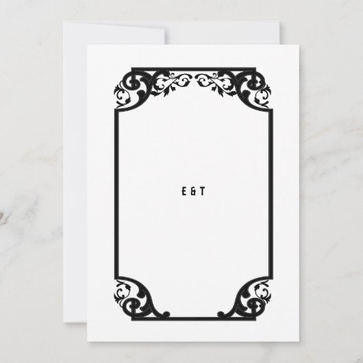 Land Western Deco Zwart Wit Formele Bruiloft Kaart (Achterkant)