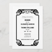 Land Western Deco Zwart Wit Formele Bruiloft Kaart (Voorkant / Achterkant)