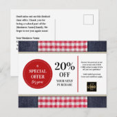 Land Western Denim Gingham Coupon Korting Briefkaart (Voorkant / Achterkant)