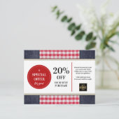 Land Western Denim Gingham Coupon Korting Briefkaart (Staand voorkant)