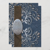 Land Western Denim Silver Buckle Weddenschap Kaart (Voorkant / Achterkant)