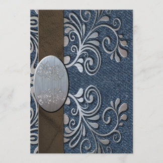 Land Western Denim Silver Buckle Weddenschap Kaart