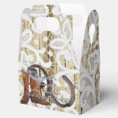 Land western filigraan kant damast bruiloft bedankdoosjes (Geopend)