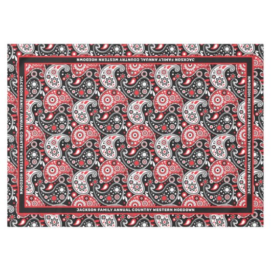 Land Western Hoedown Wild West Paisley Pattern Tafelkleed (Voorkant (Horizontaal))