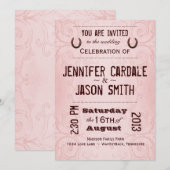 Land Western Hoefijzer Roze bruiloft Kaart (Voorkant / Achterkant)